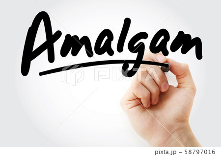 Hand writing Amalgam with marker 58797016