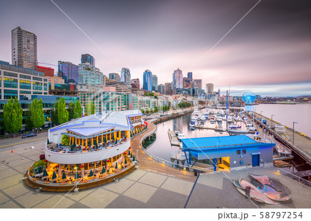Seattle, Washington, USA pier and skyline Seattle, Washington, USA pier and skyline 58797254