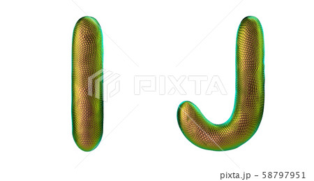 Letter set I, J made of realistic 3d render natural gold snake skin texture. Letter set I, J made of realistic 3d render natural gold snake skin texture. 58797951
