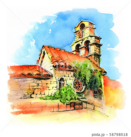St Maria Church Budva Montenegroのイラスト素材