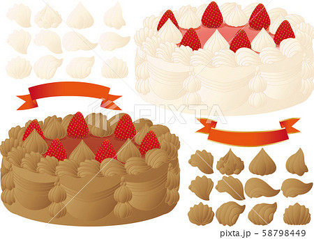 ショートケーキ チョコケーキのイラスト素材