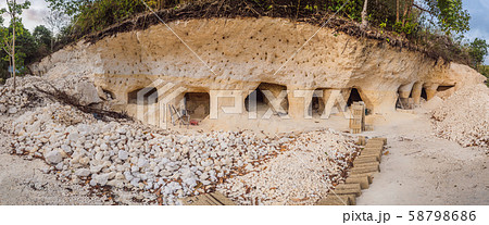 Limestone quarry. mining of limestone gravel for construction 58798686