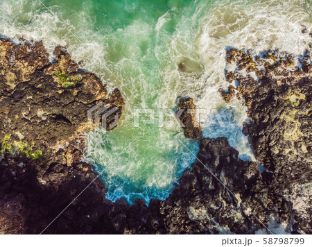 Aerial view of sea waves and fantastic Rocky coast 58798799