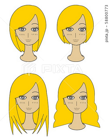 女性 髪型 金髪 セットのイラスト素材