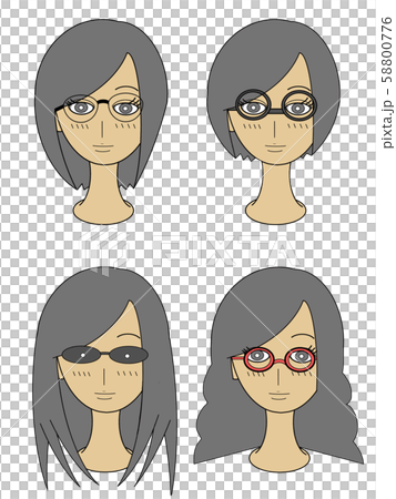 女性 メガネ セットのイラスト素材 女性 メガネ セットのイラスト素材