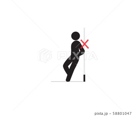 Do not lean against the glass symbol with red cross sign symbol, vector illustration. 58801047