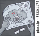 Zombie Hands at the Table with a pirate map 58801175