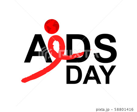 AIDS with red ribbon in brush style.  58801416