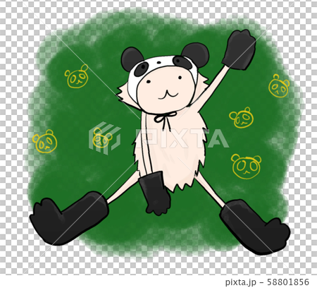 A dog that wears a panda headwear, gloves and boots and can become a panda 58801856