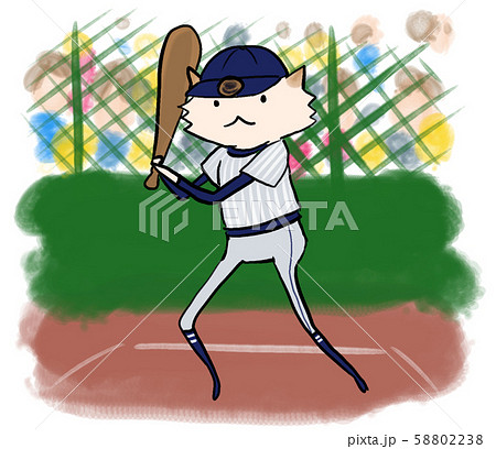 犬の野球選手 バッター 紺色と灰色で縦線のユニホーム のイラスト素材