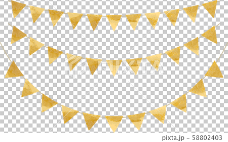 フラッグ 三角 ガーランド 水彩 ゴールド 金 クリスマスのイラスト素材