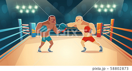 Boxers fighting on ring, opponents wrestling match 58802873