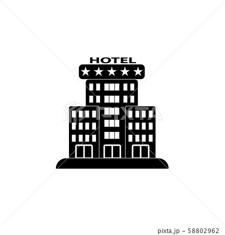 Hotel Icon Vector Black On White Backgroundのイラスト素材