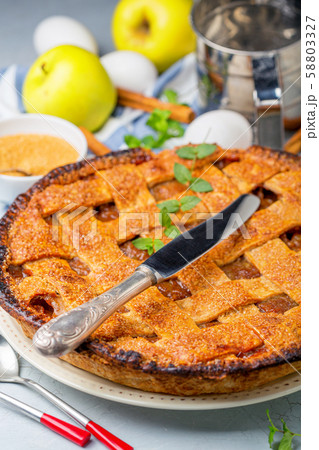 Traditional lattice apple pie. Traditional lattice apple pie. 58803327