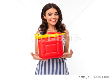 A young girl with a delightful smile, flat teeth, red lipstick, long wavy chestnut hair, beautiful 58803360