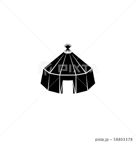 Yurt Vector Icon Black On White Backgroundのイラスト素材