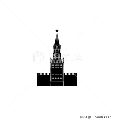 World Attractions. Moscow Kremlin black on white background 58803437
