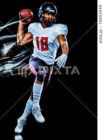 american football player man isolated black background light painting 58803649
