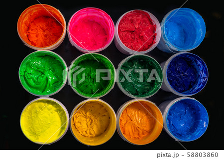 top view of Plastisol ink for screen printing top view of Plastisol ink for screen printing 58803860