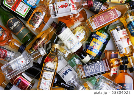 Set of bottles of assorted alcoholic beverages 58804022