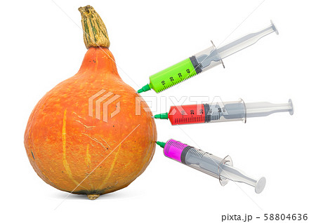 Hokkaido pumpkin with a syringes 58804636