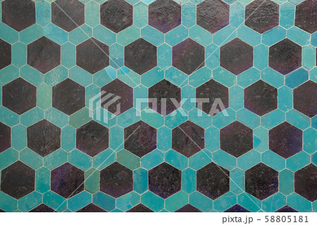 Hexagonal colorful modern bathroom, toilette or kitchen ceramic tiles wall. Artistic blue and white Hexagonal colorful modern bathroom, toilette or kitchen ceramic tiles wall. Artistic blue and white 58805181