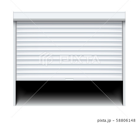 Rolling shutter door. Roller garage metal gate. Electric roll white window background shutter 58806148