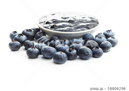 Sweet blueberry jam and blueberries. Sweet blueberry jam and blueberries. 58806296