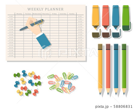 Agenda list vector business paper clipboard in flat style self-adhesive checklist notes schedule 58806831