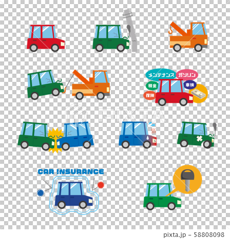 Car accident insurance trouble illustration set Car accident insurance trouble illustration set 58808098
