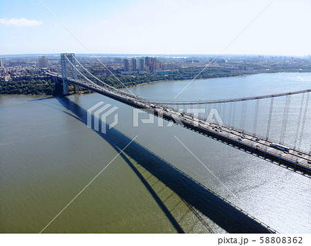 Aerial view of George Washington Bridge in Fort Lee, New Jersey. 58808362