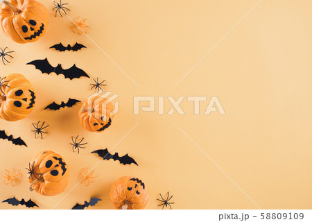 Top view of Halloween crafts background Top view of Halloween crafts background 58809109