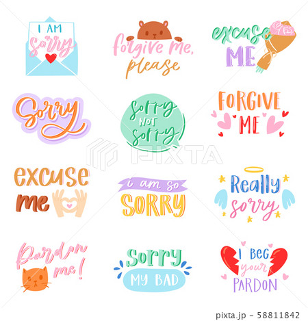 Sorry Text Vector Excuse Lettering Design のイラスト素材