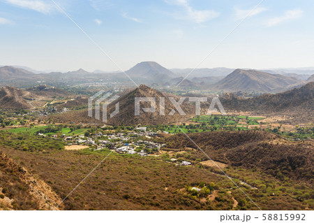 Aerial view from Monsoon Palace. Udaipur. India Aerial view from Monsoon Palace. Udaipur. India 58815992