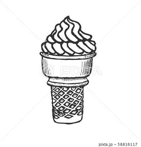 Ice cream cone Sketch. Hand drawn. Vector Ice cream cone Sketch. Hand drawn. Vector 58816117