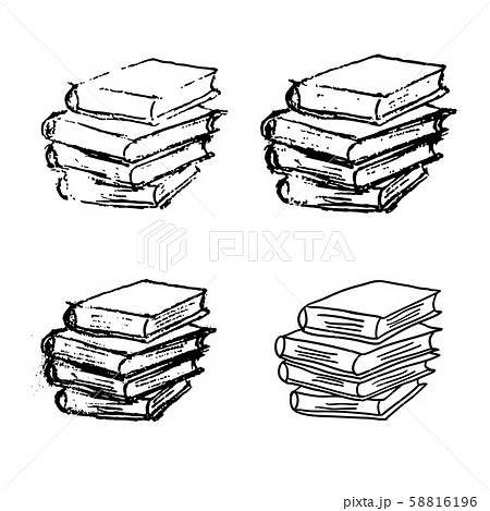 Hand Drawn Stack Of Books Vector Stock Illustration - Download