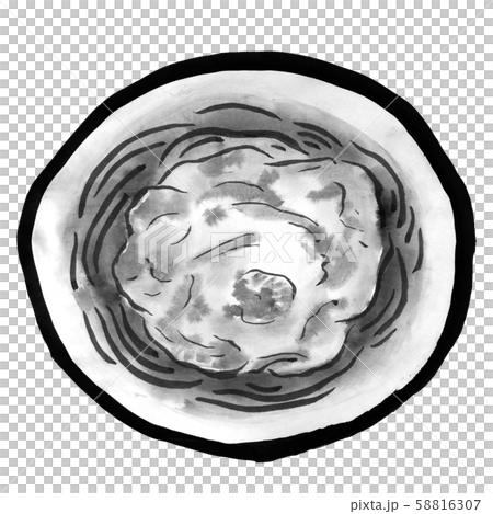 かきあげそば 墨の手描きイラスト のイラスト素材