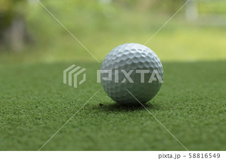 Golf ball on green grass in the evening golf Golf ball on green grass in the evening golf 58816549