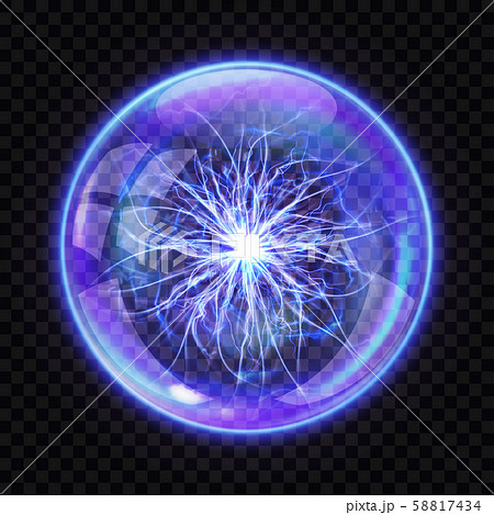 Magic ball with electric lightning inside,...のイラスト素材 