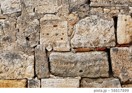 The rough masonry of large blocks of an ancient The rough masonry of large blocks of an ancient 58817899