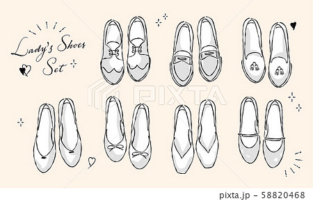 Hand Painted Women S Shoes Illustration Set Stock Illustration