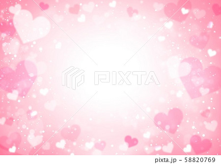 ピンク色キラキラ背景ハートのイラスト素材