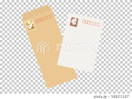 ハガキと封筒 63円切手 84円切手のイラスト素材 [58821107] - PIXTA