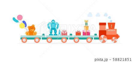 Train carries toys Gifts for holidays to children Train carries toys Gifts for holidays to children 58821851