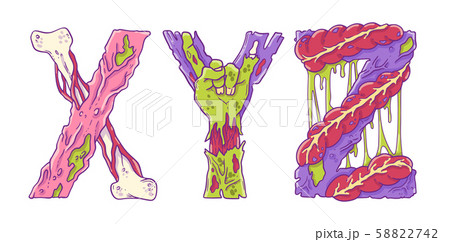 Scary zobmie cartoon letters X, Y, Z for Halloween decor Scary zobmie cartoon letters X, Y, Z for Halloween decor 58822742