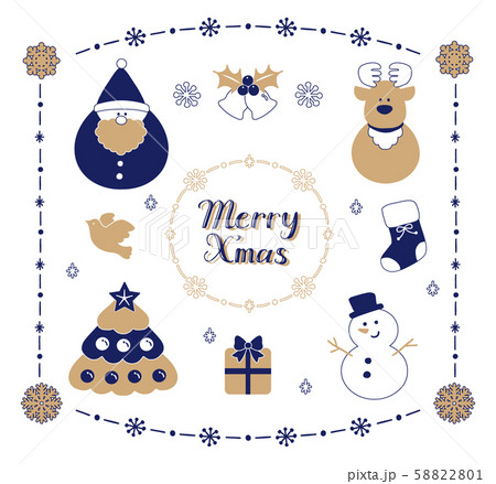 クリスマス アイコン イラスト 紺 クリスマス アイコン イラスト 紺 58822801