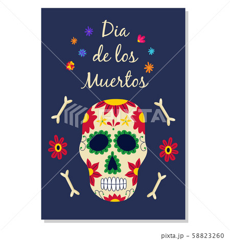 Day of The Dead, Dia de Los Muertos banner flat vector illustration background. 58823260