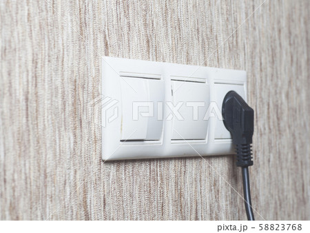 White electric socket with plug White electric socket with plug 58823768