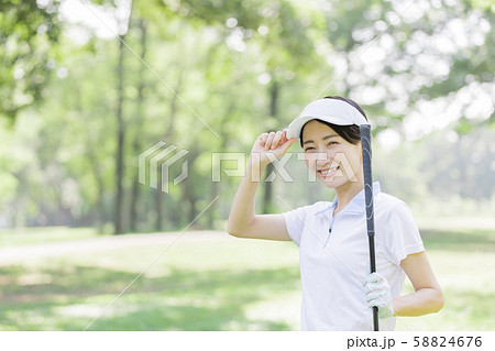 女性　ゴルフ 58824676