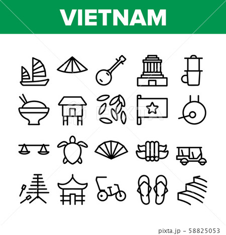 Vietnam Collection Traditional Icons Set Vector - 스톡일러스트 [58825053] - Pixta
